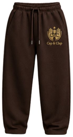 Espresso brown joggers with gold crest