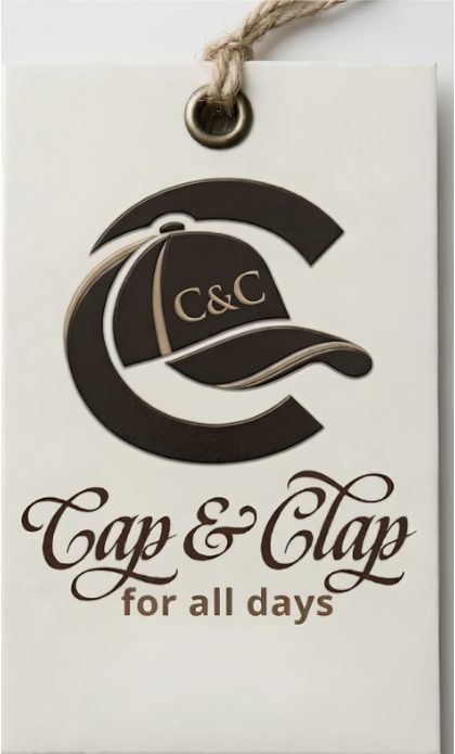 Cream hang tag with the C and cap logo and the words Cap and Clap, for all days